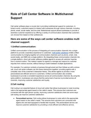 role of call center software in multichannel