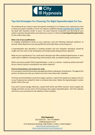 Tips And Strategies For Choosing The Right Hypnotherapist For You