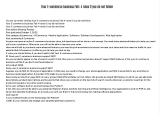 Your E-commerce business Fail: 4 rules if you do not follow