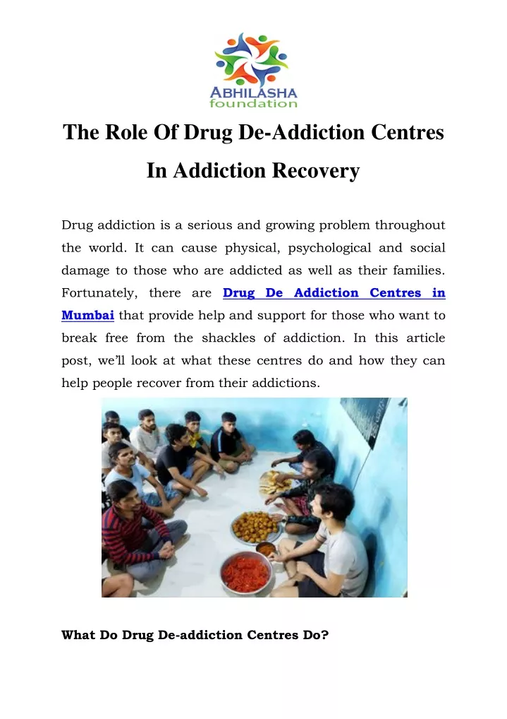 the role of drug de addiction centres