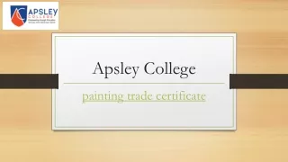Painting Trade Certificate | Apsley.nsw.edu.au