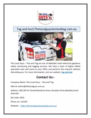 tag and test thelocalguystestandtag com au