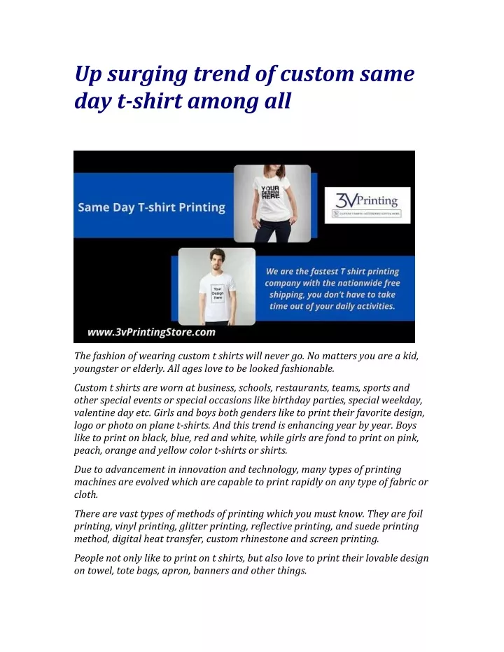 up surging trend of custom same day t shirt among