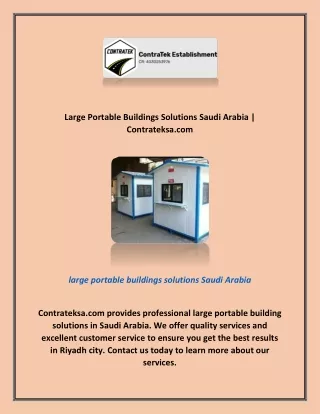 Large Portable Buildings Solutions Saudi Arabia | Contrateksa.com