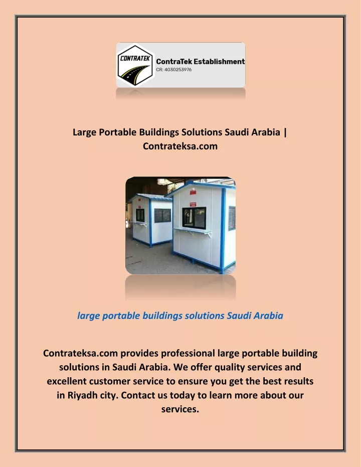 large portable buildings solutions saudi arabia