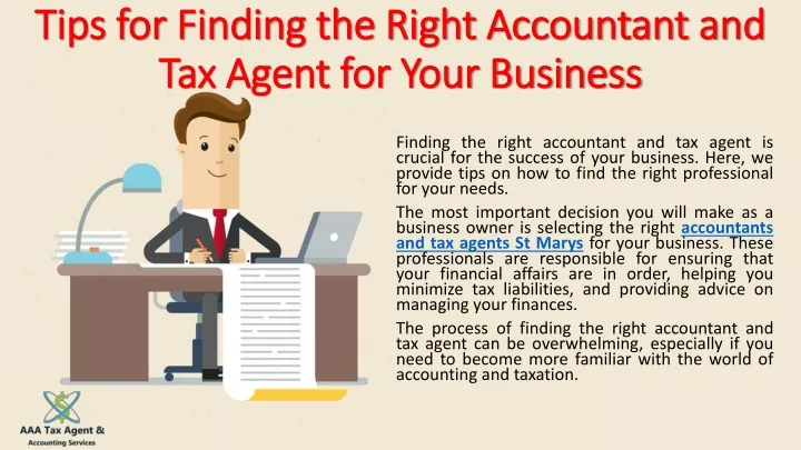 tips for finding the right accountant and tax agent for your business