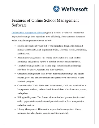 Features of Online School Management Software