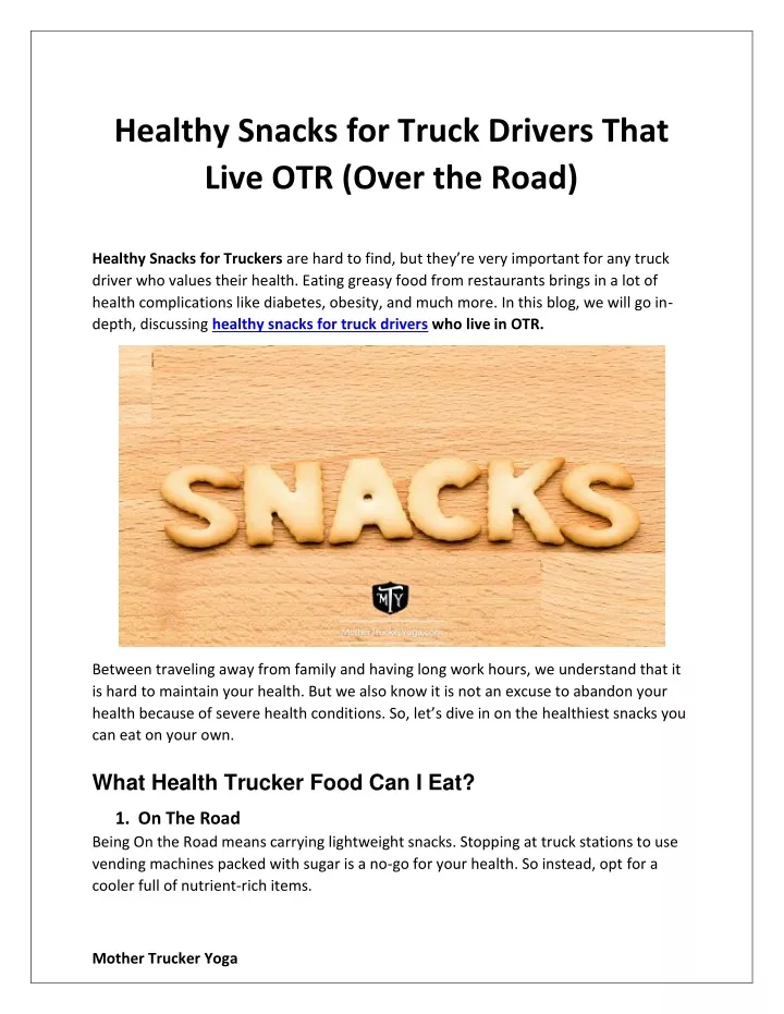 healthy snacks for truck drivers that live