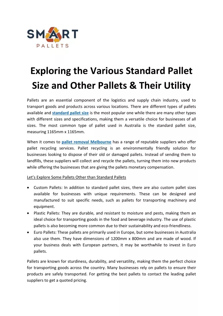 exploring the various standard pallet size