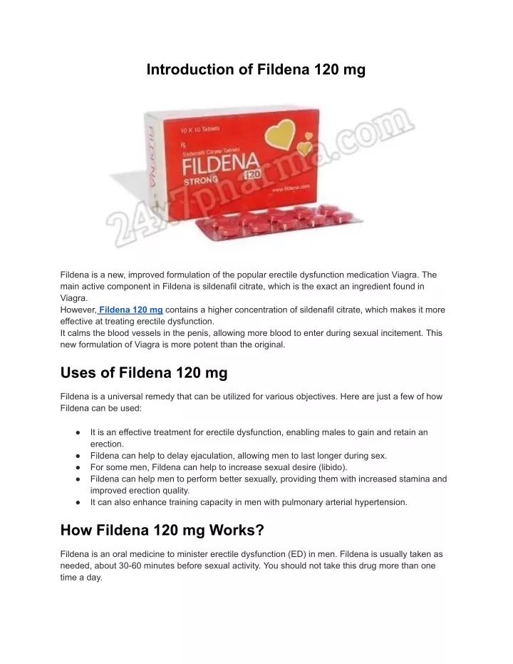 introduction of fildena 120 mg