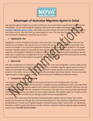 Advantages of Australian Migration Agents In Dubai