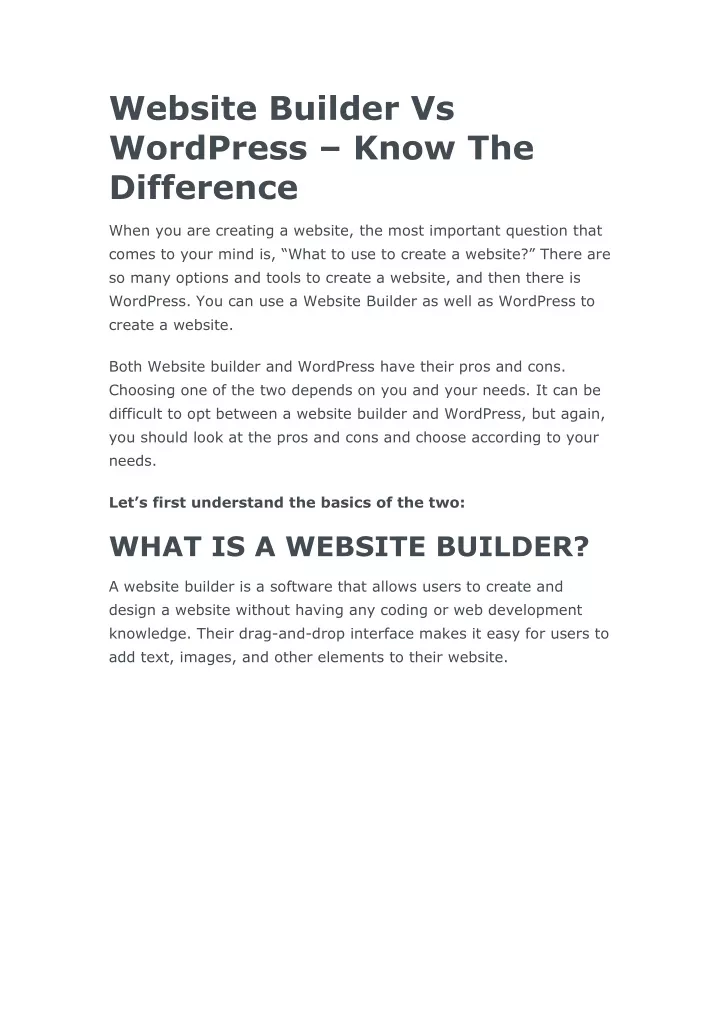 website builder vs wordpress know the difference