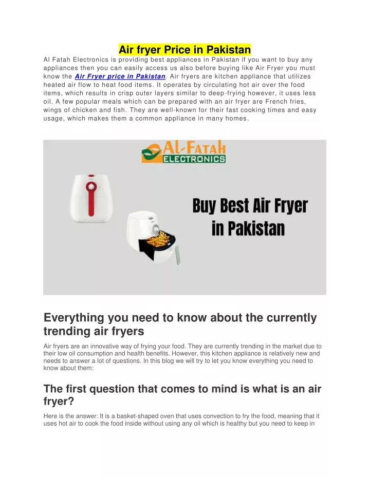 air fryer price in pakistan