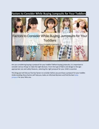 Factors to Consider While Buying Jumpsuits for Your Toddlers
