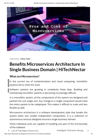 Benefits microservices architecture in single business domain