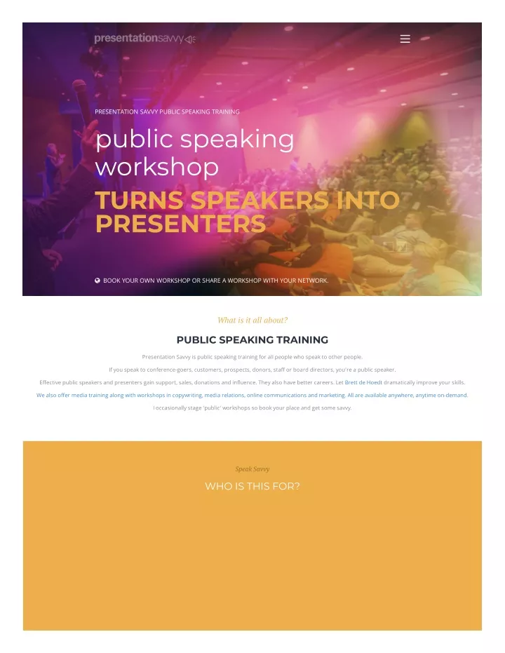 presentation savvy public speaking training