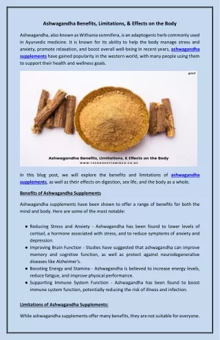 Ashwagandha Benefits, Limitations, & Effects on the Body