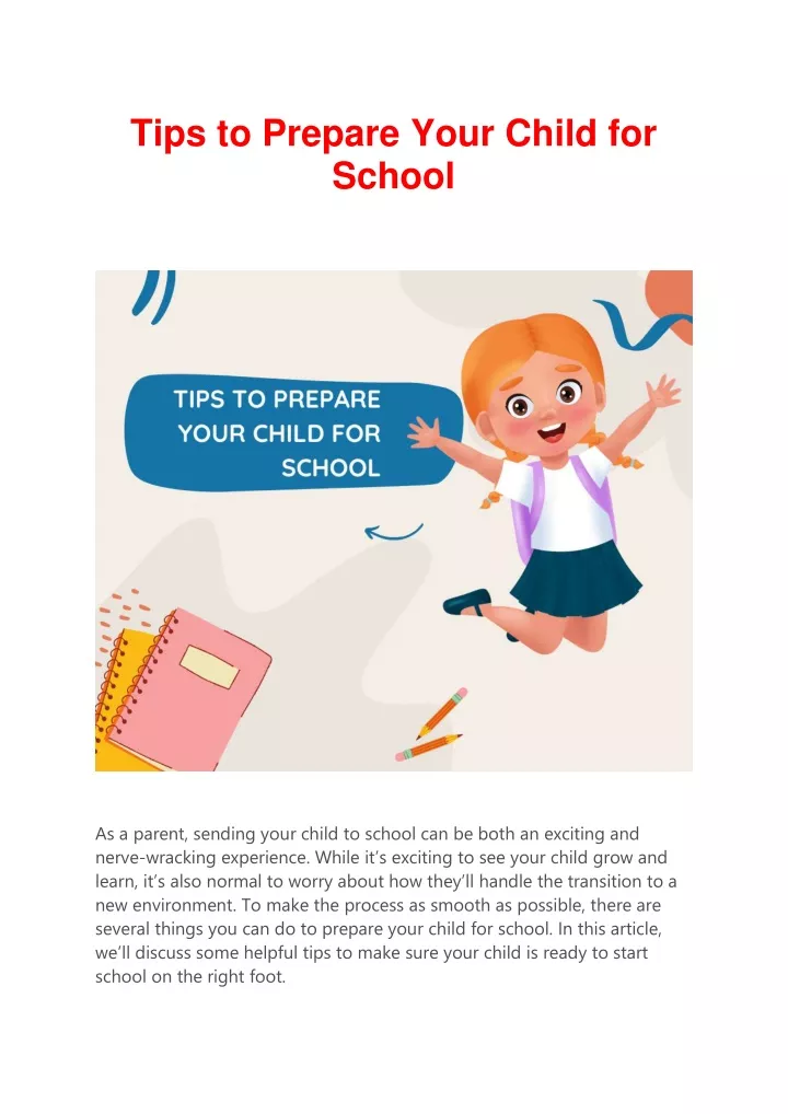 tips to prepare your child for school