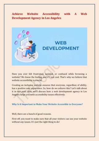 Achieve Website Accessibility With A Web Development Agency In Los Angeles