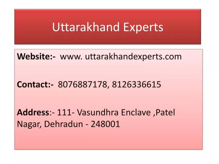 uttarakhand experts