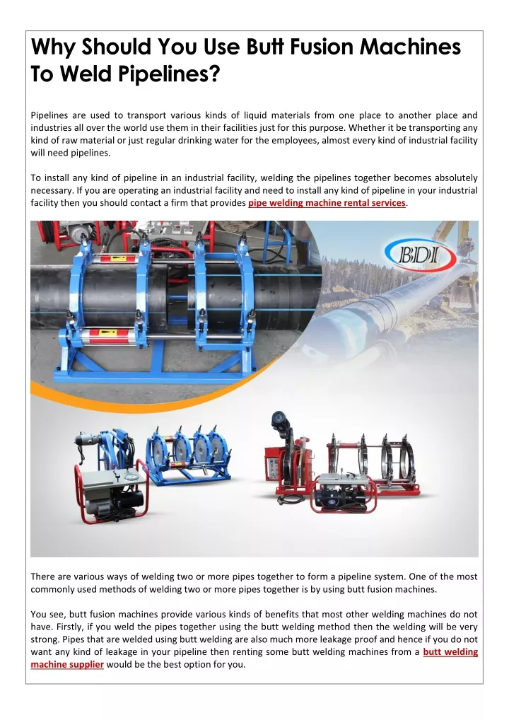 why should you use butt fusion machines to weld