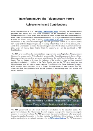 Transforming AP_ The Telugu Desam Party's Achievements and Contributions