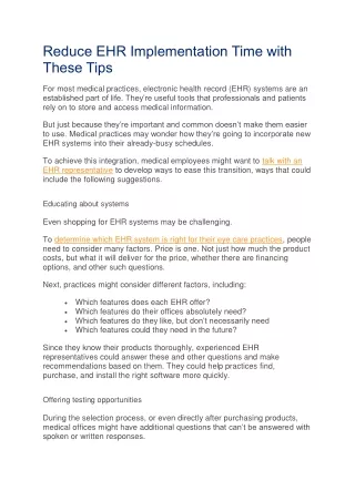reduce ehr implementation time with these tips