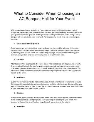 what to consider when choosing an ac banquet hall