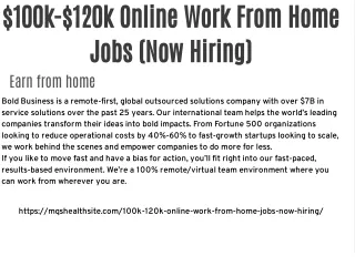 $100k-$120k Online Work From Home Jobs (Now Hiring)