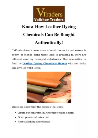 Leather Dyeing Chemicals Manufacturers In India Call-9811082269