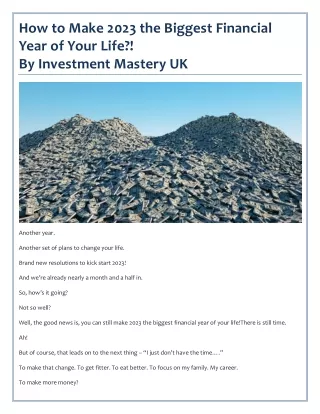How to Make 2023 the Biggest Financial Year of Your Life_Investment Mastery UK