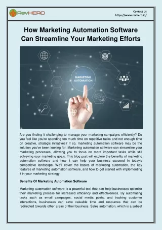 How Marketing Automation Software Can Streamline Your Marketing Efforts