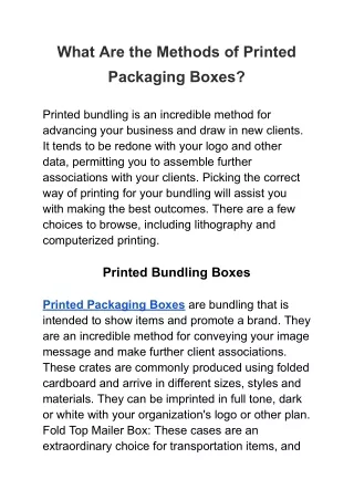 what are the methods of printed packaging boxes