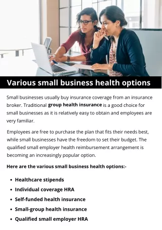 Various small business health options