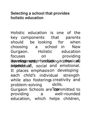 Selecting a school that provides holistic education , Vega Schools