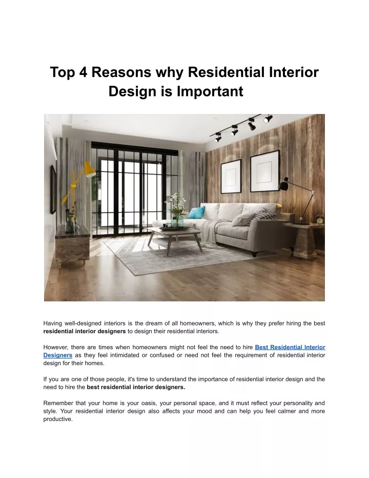 PPT - Top 4 Reasons why Residential Interior Design is Important ...