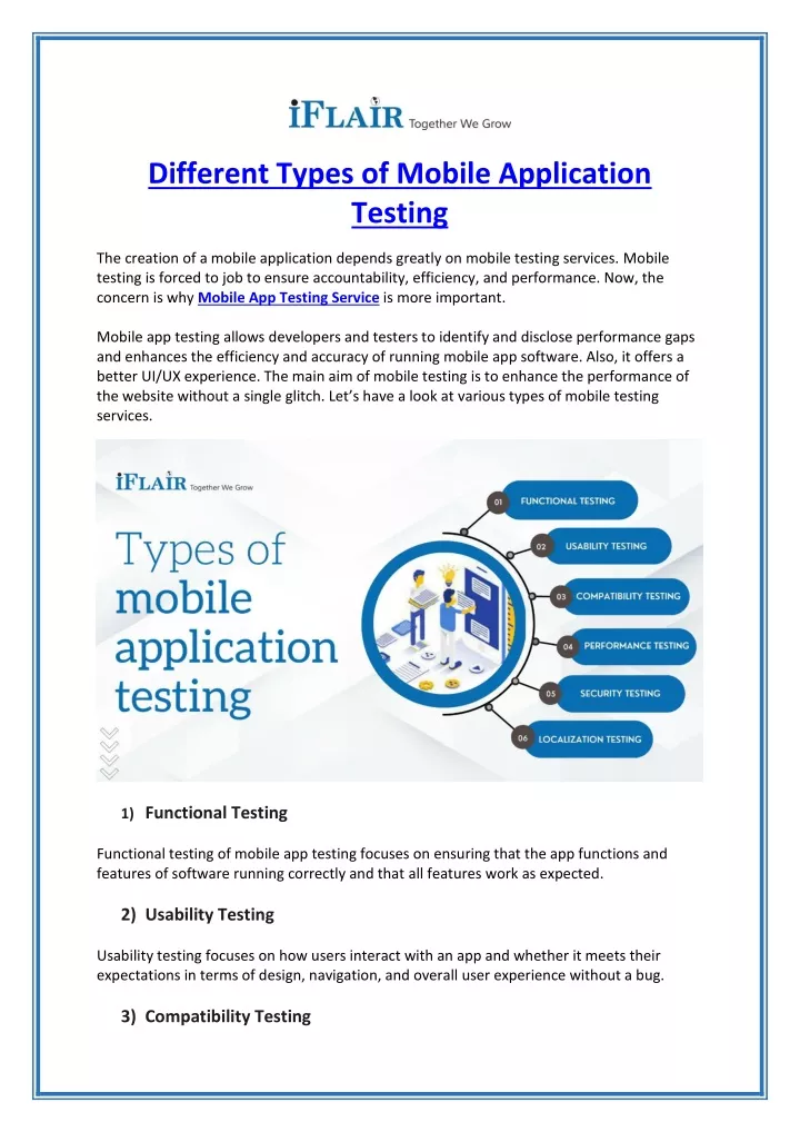 different types of mobile application testing