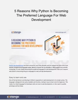 5 Reasons Why Python Is Becoming The Preferred Language For Web Development