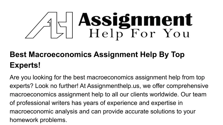 best macroeconomics assignment help by top experts