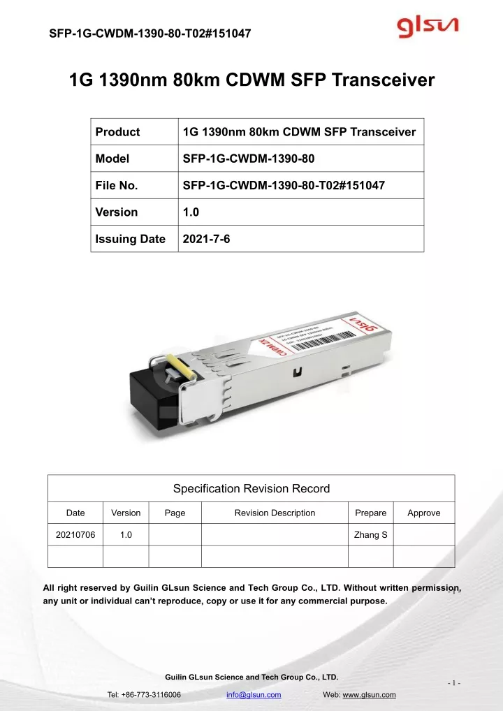 sfp 1g cwdm 1390 80 t02 151047