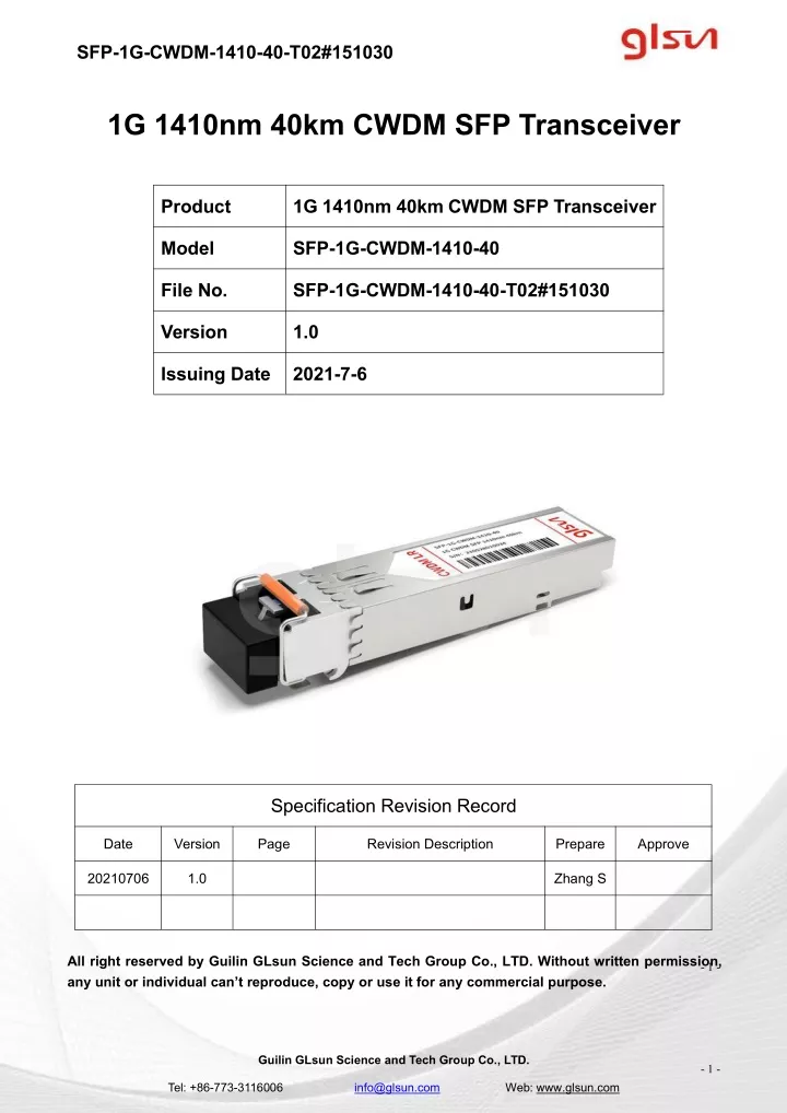 sfp 1g cwdm 1410 40 t02 151030