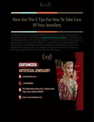 Here Are The 5 Tips For How To Take Care Of Your Jewellery