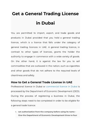 Get a General Trading License in Dubai