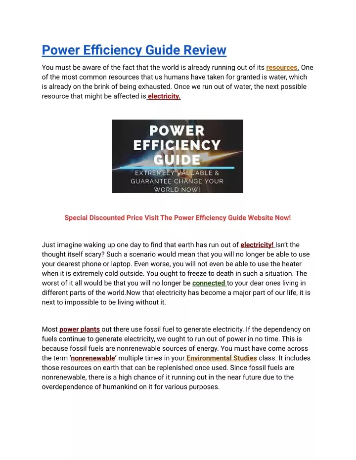 power efficiency guide review
