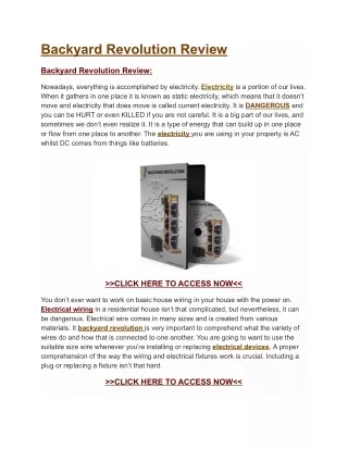 backyard revolution review