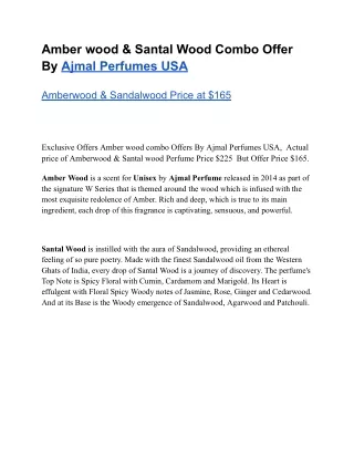 Amber wood & Santal Wood Combo Offer By Ajmal Perfumes USA
