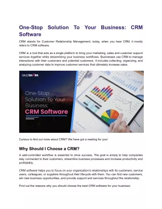 One Stop Solution To Your Business_ CRM Software