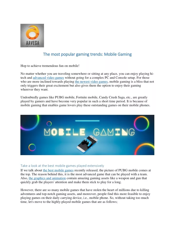 the most popular gaming trends mobile gaming