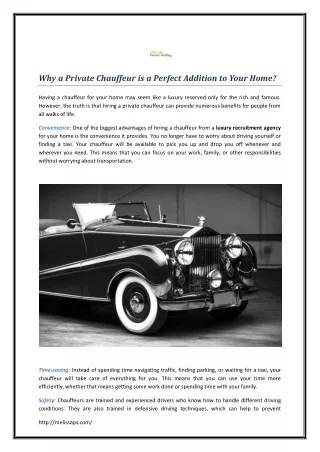 Why a Private Chauffeur is a Perfect Addition to Your Home