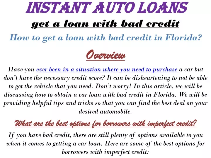 instant auto loans